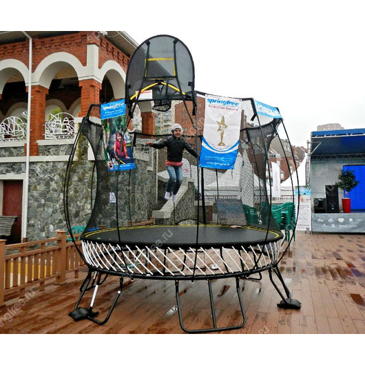 Батут SPRINGFREE R79 SHAW с лестницей, корзиной для мяча, фиксаторами и колесиками, изображение 5