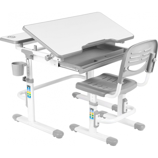 Комплект QP-PARTU 159271 Anatomica Amata парта + стул + выдвижной ящик + подставка белый/серый, изображение 2