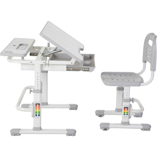 Комплект QP-PARTU 159271 Anatomica Amata парта + стул + выдвижной ящик + подставка белый/серый, изображение 3