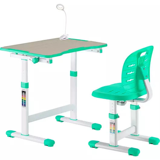 Комплект QP-PARTU 209659 Anatomica Karina Lite Wood парта + стул + светильник клен/зеленый