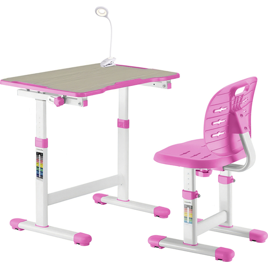 Комплект QP-PARTU 209658 Anatomica Karina Lite Wood парта + стул + светильник клен/розовый