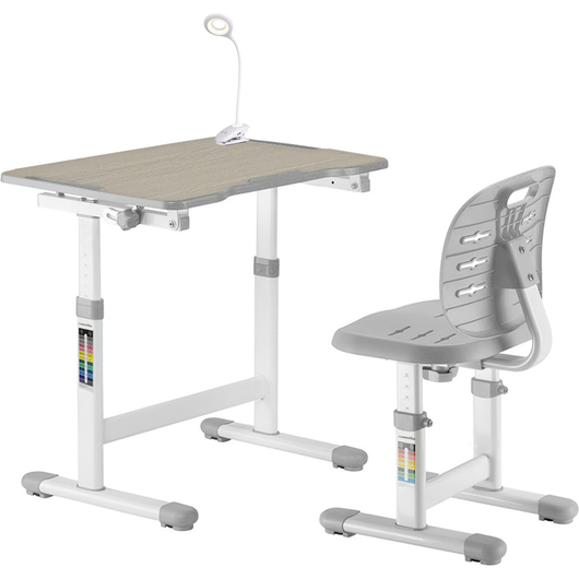 Комплект QP-PARTU 209657 Anatomica Karina Lite Wood парта + стул + светильник клен/серый