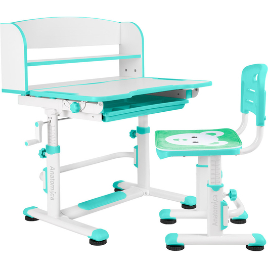 Комплект QP-PARTU 210471 Anatomica Legare парта + стул + надстройка + выдвижной ящик белый/зеленый, изображение 2