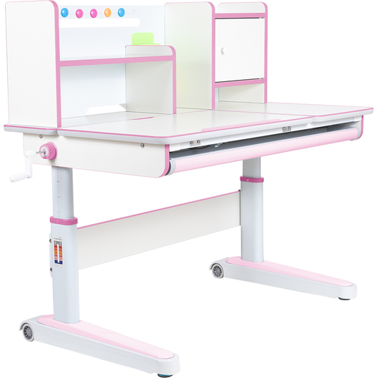 Комплект QP-PARTU 214532 Anatomica Premium Granda Plus парта + кресло + тумба + надстройка + органайзер белый/розовый с розовым креслом Armata, изображение 2