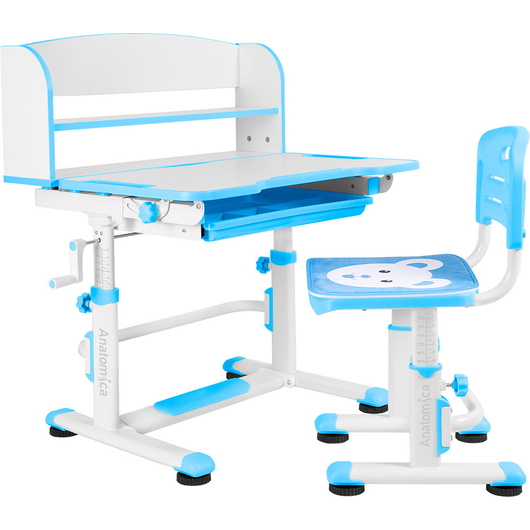 Комплект QP-PARTU 210469 Anatomica Legare парта + стул + надстройка + выдвижной ящик белый/голубой, изображение 2