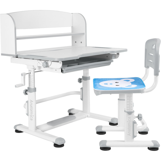 Комплект QP-PARTU 210468 Anatomica Legare парта + стул + надстройка + выдвижной ящик белый/серый, изображение 2