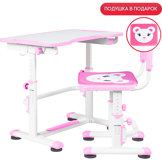 Комплект QP-PARTU 210676 Anatomica Punto Lite парта + стул белый/розовый