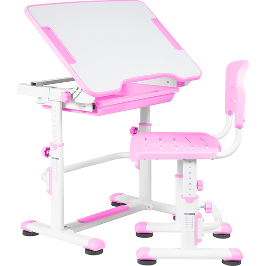 Комплект QP-PARTU 210661 Anatomica Punto парта + стул + выдвижной ящик белый/розовый, изображение 5