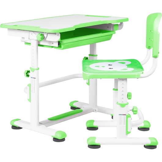 Комплект QP-PARTU 210660 Anatomica Punto парта + стул + выдвижной ящик белый/зеленый, изображение 3