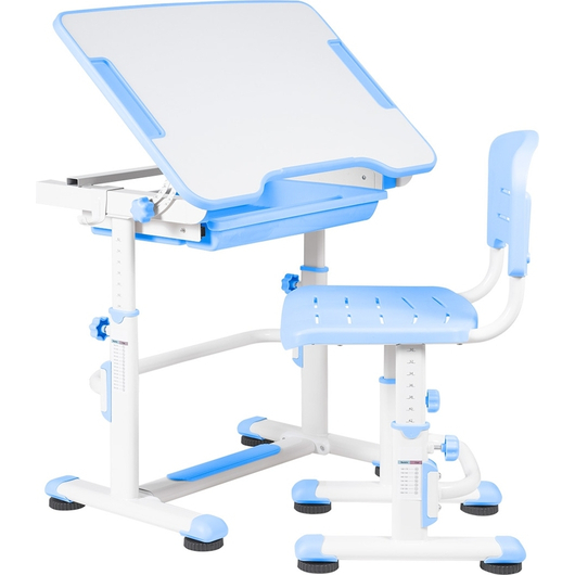Комплект QP-PARTU 210659 Anatomica Punto парта + стул + выдвижной ящик белый/голубой, изображение 7