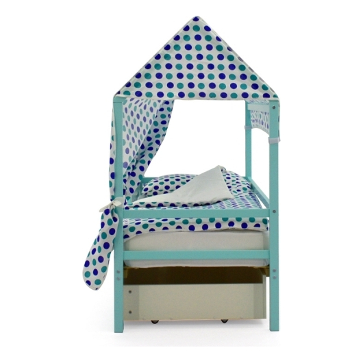 Крыша текстильная БЕЛЬМАРКО для кровати-домика SVOGEN круги, мятный синий, изображение 3