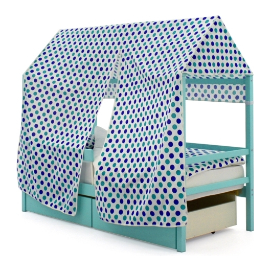 Крыша текстильная БЕЛЬМАРКО для кровати-домика SVOGEN круги, мятный синий, изображение 5