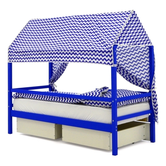 Крыша текстильная БЕЛЬМАРКО для кровати-домика SVOGEN зигзаги синие, изображение 3