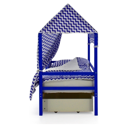 Крыша текстильная БЕЛЬМАРКО для кровати-домика SVOGEN зигзаги синие, изображение 4