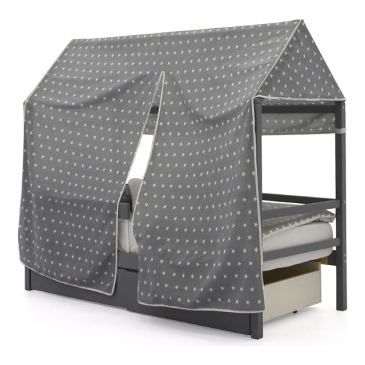 Крыша текстильная БЕЛЬМАРКО для кровати-домика SVOGEN звезды, фон графит, изображение 5