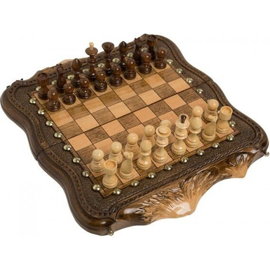 Шахматы + Нарды резные "Арарат" с бронзой 30, Ohanyan