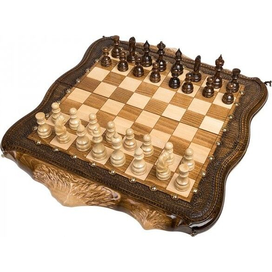 Шахматы + Нарды резные "Арарат" с бронзой 50, Ohanyan