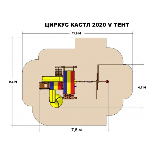 Детская площадка RAINBOW CIRCUS CASTLE 2020 V RYB (ЦИРКУС КАСТЛ 2020 V ТЕНТ), изображение 9