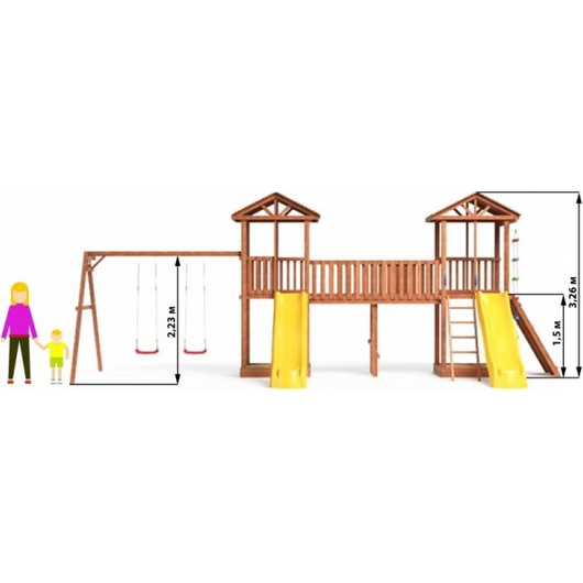 Детская площадка КАПРИЗУН Спортивный городок 6 с качелями и широким скалодромом, изображение 9