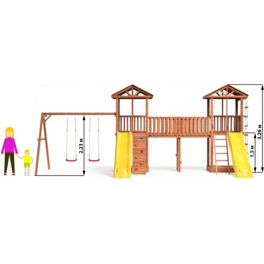 Детская площадка КАПРИЗУН Спортивный городок 6 с качелями и узким скалодромом, изображение 9