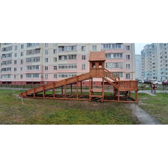 Зимняя деревянная заливная горка выше всех теремок 2 скат 8 х 1,5м %Future_395 (фото 5)