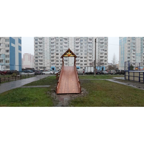 Зимняя деревянная заливная горка выше всех теремок 2 скат 8 х 1,5м %Future_395 (фото 7)