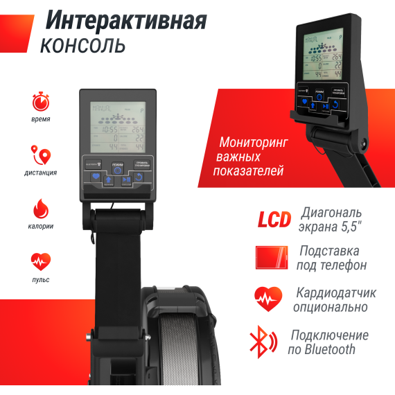 Гребной тренажер unix fit air rower-x black %Future_395 (фото 5)