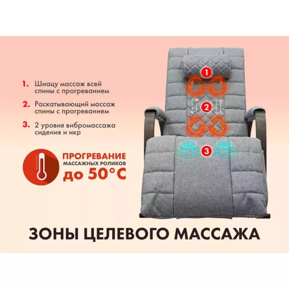 Массажное кресло качалка fujimo soho deluxe f2000 tcfa серый %Future_395 (фото 2)