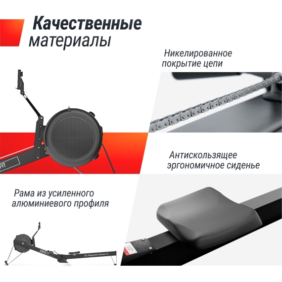 Гребной тренажер unix fit air magnetic rower-x black %Future_395 (фото 9)